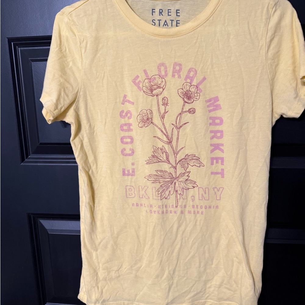 Free State Yellow Graphic Tee with Floral Design